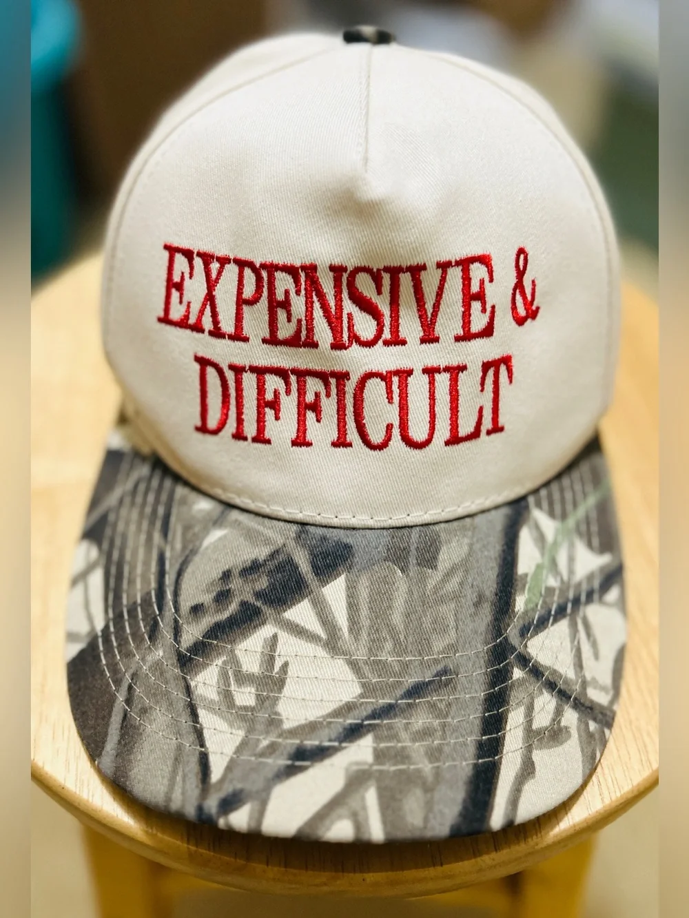 Expensive & Difficult Embroidered Cap - Camouflage Bill